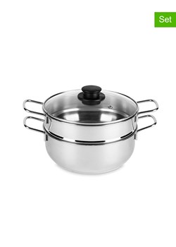 Trendy Kitchen by EXCÉLSA 3-częściowy zestaw "Cottura Eco" w kolorze srebrno-czarnym ze sklepu Limango Polska w kategorii Garnki - zdjęcie 188453957