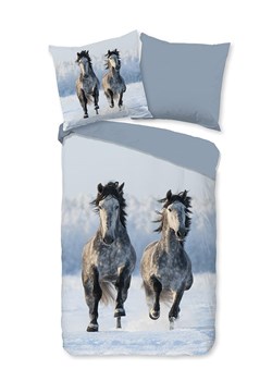 Good Morning Komplet pościeli flanelowej "Snowhorses" w kolorze szarym ze sklepu Limango Polska w kategorii Pościel dziecięca - zdjęcie 188454078