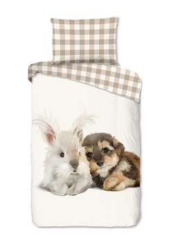 Good Morning Komplet pościeli flanelowej "Cute" w kolorze beżowym ze sklepu Limango Polska w kategorii Pościel dziecięca - zdjęcie 188454135