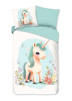 Good Morning Komplet pościeli flanelowej "One" w kolorze biało-miętowym ze sklepu Limango Polska w kategorii Pościel dziecięca - zdjęcie 188454258