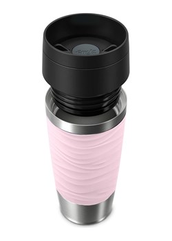 Emsa Kubek termiczny "Travel Mug Waves" w kolorze jasnoróżowo-czarnym - 360 ml ze sklepu Limango Polska w kategorii Kubki termiczne - zdjęcie 188456145