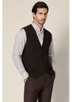 Kamizelka Męska Brązowa z Wiskozą Lior ze sklepu Lancerto S.A. w kategorii Swetry męskie - zdjęcie 188459248