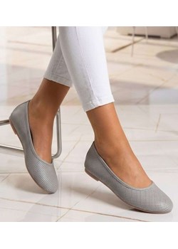 Baleriny szare ażurowe buty wiosenne /A1-2 15652 T19/ ze sklepu Pantofelek24.pl w kategorii Balerinki - zdjęcie 188459639