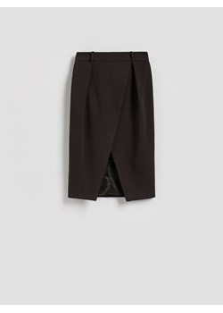 Reserved - Spódnica z ozdobnym rozcięciem - ciemnobrązowy ze sklepu Reserved w kategorii Spódnice - zdjęcie 188460229