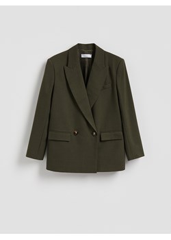 Reserved - Dwurzędowa marynarka - ciemnozielony ze sklepu Reserved w kategorii Marynarki damskie - zdjęcie 188460516