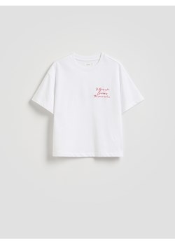 Reserved - T-shirt z haftem - złamana biel ze sklepu Reserved w kategorii Bluzki damskie - zdjęcie 188460565