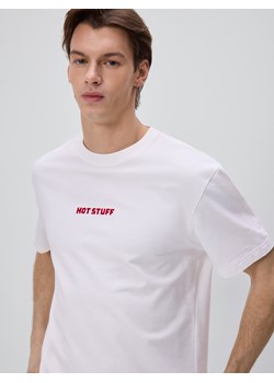 Reserved - T-shirt regular z nadrukiem - złamana biel ze sklepu Reserved w kategorii T-shirty męskie - zdjęcie 188461125