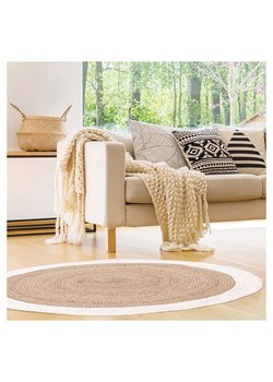 THE HOME DECO FACTORY Dywan w kolorze jasnobrązowym z juty - Ø 120 cm ze sklepu Limango Polska w kategorii Dywany - zdjęcie 188466328