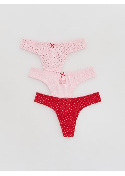 Reserved - Wzorzyste majtki stringi 3 pack - pastelowy róż ze sklepu Reserved w kategorii Majtki damskie - zdjęcie 188470529