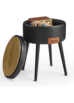 SONGMICS Hocker w kolorze czarnym ze schowkiem - wys. 44,4 x Ø 32 cm ze sklepu Limango Polska w kategorii Pufy i siedziska - zdjęcie 188470856