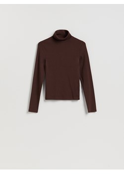 Reserved - Longsleeve z golfem - ciemnobrązowy ze sklepu Reserved w kategorii Bluzki damskie - zdjęcie 188471527