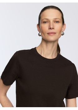 Reserved - T-shirt z bawełny merceryzowanej - brązowy ze sklepu Reserved w kategorii Bluzki damskie - zdjęcie 188471597