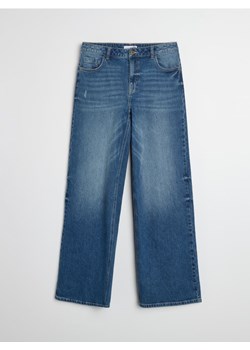 Sinsay - Jeansy wide leg z efektem sprania - granatowy ze sklepu Sinsay w kategorii Jeansy damskie - zdjęcie 188473277