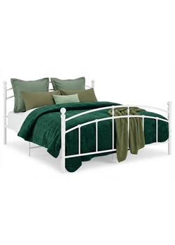 Białe duże metalowe łóżko z zagłówkiem 200x200 cm E1-S02 ze sklepu Edinos.pl w kategorii Łóżka i materace - zdjęcie 188473306