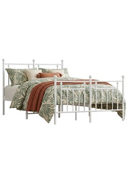 Białe metalowe łóżko małżeńskie 150x200 cm - Ringo ze sklepu Edinos.pl w kategorii Łóżka i materace - zdjęcie 188473316