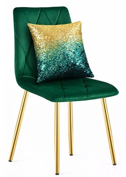 Zielone pikowane krzesło welurowe glamour M1-C09 ze sklepu Edinos.pl w kategorii Krzesła - zdjęcie 188473339