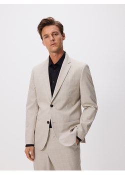 Reserved - Marynarka slim fit w kratę - beżowy ze sklepu Reserved w kategorii Marynarki męskie - zdjęcie 188475249