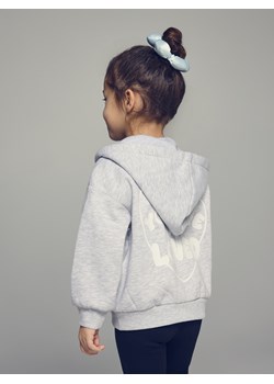 Reserved - Rozpinana bluza z nadrukiem na plecach - jasnoszary ze sklepu Reserved w kategorii Bluzy dziewczęce - zdjęcie 188476268