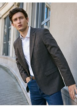Reserved - Marynarka slim fit z wiskozą - brązowy ze sklepu Reserved w kategorii Marynarki męskie - zdjęcie 188476295