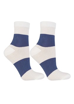 Moraj CSL200-922 skarpety za kostkę bawełniane patt3-biały/granat ze sklepu kontri.pl w kategorii Skarpetki damskie - zdjęcie 188477447