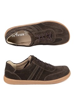 Buty męskie casual skórzane sznurowane BAREFOOT FRIENDLY 1290 brąz welur ze sklepu butyolivier w kategorii Półbuty męskie - zdjęcie 188477907