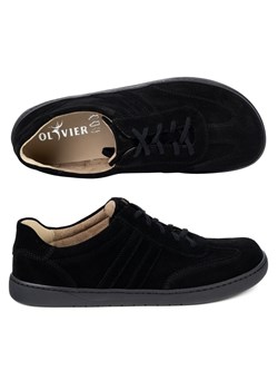 Buty męskie casual skórzane sznurowane BAREFOOT FRIENDLY 1290 czarny welur ze sklepu butyolivier w kategorii Półbuty męskie - zdjęcie 188477915