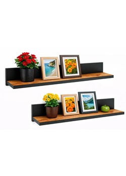 Komplet Półek Czarny Ściennych 2 Szt + Dąb Craft Z6-R89 ze sklepu Edinos.pl w kategorii Półki - zdjęcie 188478319