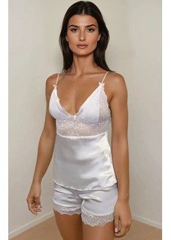 Satynowa piżama damska z koronką biała Harmonia, Kolor biały, Rozmiar XS, DKaren ze sklepu Primodo w kategorii Piżamy damskie - zdjęcie 188478438