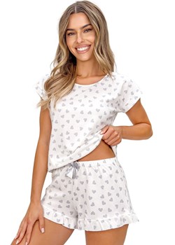 Donna bawełniana piżama w serduszka ecru Love short, Kolor ecru-wzór, Rozmiar S, Donna ze sklepu Primodo w kategorii Piżamy damskie - zdjęcie 188478465