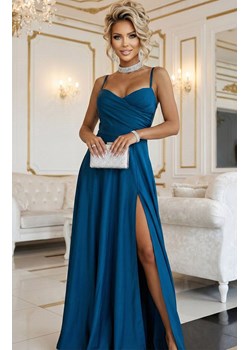Długa sukienka wieczorowa na ramiączkach 646-2, Kolor morski, Rozmiar one size, NUMOCO BASIC ze sklepu Primodo w kategorii Sukienki - zdjęcie 188478537