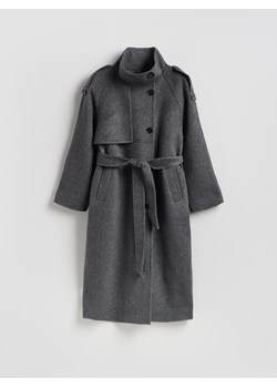 Reserved - Płaszcz handmade z wełną - szary ze sklepu Reserved w kategorii Płaszcze damskie - zdjęcie 188480265