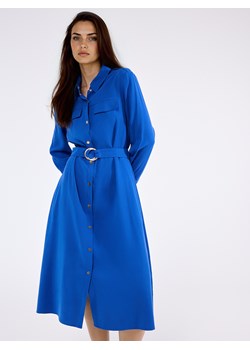 Mohito - Koszulowa kobaltowa sukienka midi - niebieski ze sklepu Mohito w kategorii Sukienki - zdjęcie 188481177