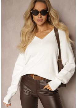 Biały Klasyczny Sweter z Wiskozą i Kaszmirem Marirra ze sklepu renee.pl w kategorii Swetry damskie - zdjęcie 188481228