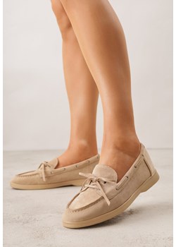 Ciemnobeżowe Mokasyny ze Sznurkiem i Kokardą Samiphia ze sklepu renee.pl w kategorii Mokasyny damskie - zdjęcie 188481446