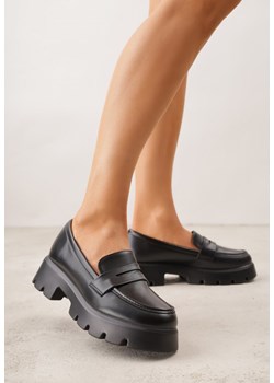 Czarne Mokasyny na Platformie z Tłoczeniem Guinelle ze sklepu renee.pl w kategorii Mokasyny damskie - zdjęcie 188481455