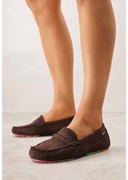 Brązowe Ażurowe Mokasyny ze Skórzaną Wkładką Ozdobione Przeszyciami Sylilise ze sklepu born2be.pl w kategorii Mokasyny damskie - zdjęcie 188481808