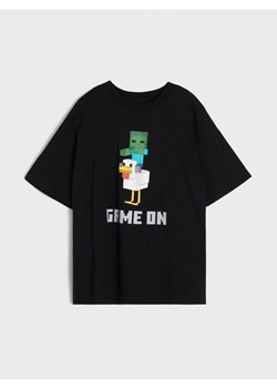 Sinsay - Bawełniana koszulka z nadrukiem Minecraft - czarny ze sklepu Sinsay w kategorii T-shirty chłopięce - zdjęcie 188483039