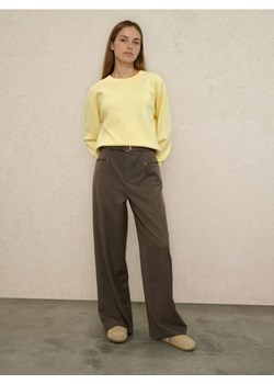 Sinsay - Spodnie wide leg z paskiem - brązowy ze sklepu Sinsay w kategorii Spodnie damskie - zdjęcie 188483169