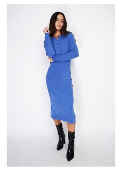 ASSUILI Sukienka dzianinowa w kolorze niebieskim ze sklepu Limango Polska w kategorii Sukienki - zdjęcie 188483436
