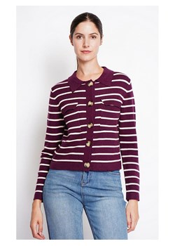 ASSUILI Kardigan w kolorze bordowo-białym ze sklepu Limango Polska w kategorii Swetry damskie - zdjęcie 188483845