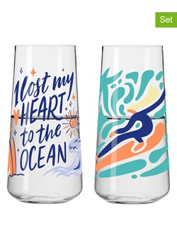 RITZENHOFF Szklanki (2 szt.) "Wanderlust" w kolorze niebiesko-miętowym - 614 ml ze sklepu Limango Polska w kategorii Naczynia - zdjęcie 188493229