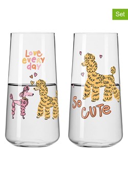 RITZENHOFF Szklanki (2 szt.) "Petfluencer" w kolorze jasnoróżowo-żółtym - 600 ml ze sklepu Limango Polska w kategorii Naczynia - zdjęcie 188493258