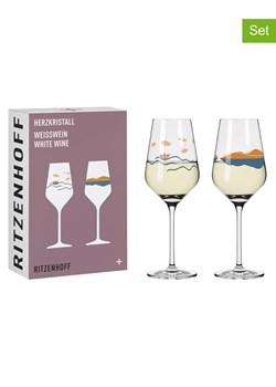 RITZENHOFF Kieliszki (2 szt.) w kolorze niebiesko-żółtym do białego wina - 380 ml ze sklepu Limango Polska w kategorii Naczynia - zdjęcie 188493637