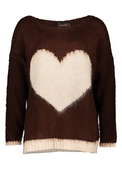 miss goodlife Sweter "Heart" w kolorze ciemnobrązowo-kremowym ze sklepu Limango Polska w kategorii Swetry damskie - zdjęcie 188493847