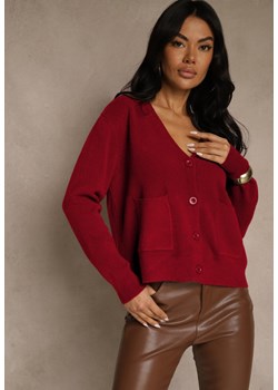 Bordowy Kardigan na Guziki z Domieszką Kaszmiru Vetiella ze sklepu renee.pl w kategorii Swetry damskie - zdjęcie 188501036