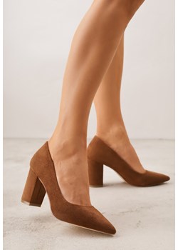 Brązowe Casualowe Czółenka na Słupku Vices z Wkładką ze Skóry Naturalnej Maidra ze sklepu renee.pl w kategorii Czółenka - zdjęcie 188502185