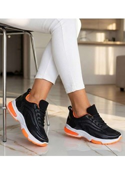Sznurowane damskie buty sportowe Czarno pomarańczowe /G12-1 18089 T333/ ze sklepu Pantofelek24.pl w kategorii Trampki męskie - zdjęcie 188502797