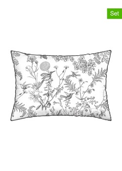 maison héritage PARIS Satynowe poszewki (2 szt.) "Colibri" w kolorze biało-szarym na poduszkę ze sklepu Limango Polska w kategorii Poduszki dekoracyjne - zdjęcie 188503227