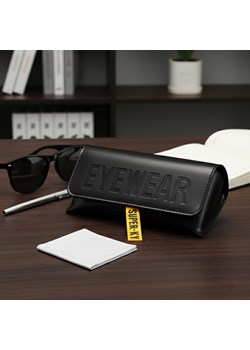 Czarne etui okularowe na magnes EYEWEAR z żółtą tasiemką + Ściereczka do czyszczenia ze sklepu Stylion w kategorii Etui - zdjęcie 188504469