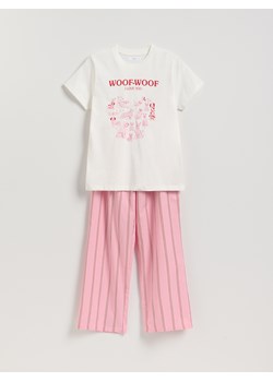 Reserved - Dwuczęściowa piżama z bawełny - różowy ze sklepu Reserved w kategorii Piżamy damskie - zdjęcie 188504537